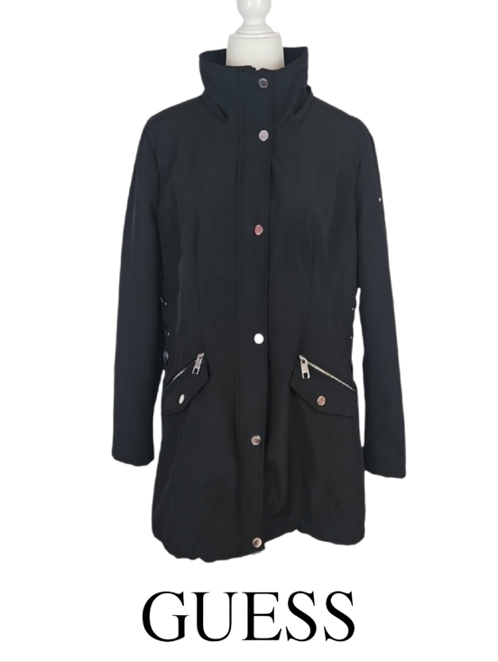 Guess Jackets & Blazers - Guess Black Jacket Corset Side Ties Fleece Lined Fall Winter Coat Women's XL